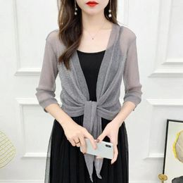 Scarves One Size Women's Cardigan High Quality Tulle Polyester Mesh Shawl Air-Conditioning Shirt Womens