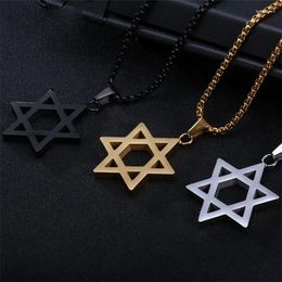 Pendant Necklaces Europe And The Americas Amr Simple Smooth Six Star Necklace Personality Male Stainless Steel Chain Wholesale