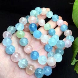 Link Bracelets 12MM Natural Morganite Stone Handmade Beaded Bracelet For Women Summer Dopamine Charm Jewellery Accessories 1PCS