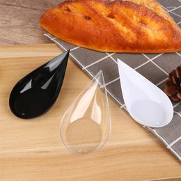 Disposable Flatware 10 Pcs Water Drop Shaped Dessert Spoon Plastic Tasting Plate Buffet Appetisers Dishes Tableware