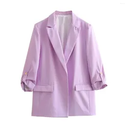 Women's Suits Purple Blazers Jackets Coat Khaki Outwear Office Ladies Solid Long Sleeve Chaquetas Para Mujer Blazer Inszartraf