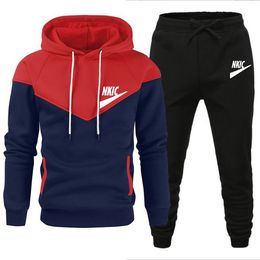 Mens Tracksuit Hooded Sweatshirts and Jogger Pants High Quality Gym Outfits Autumn Winter Casual Sports Hoodie Set Hot Sale