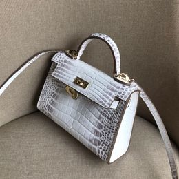 Two tone tote bag crocodile pattern handbags purse Two colors of gold and silver buckles mini designer bag crossbody in Shoulder Bags Clear and uneven patterns