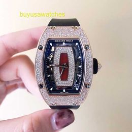Moissanite Pilot Wristwatch RM Wrist Watch RM07-01 Ceramic Rose Gold Machine 31*45mm Table RM0701 Rose Gold Original Diamond Red Lip