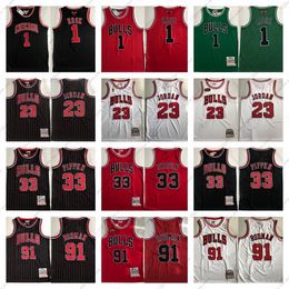Authentic Stitched Retro throwback Basketball Jerseys 1 Derrick Rose 23 Michael 33 Scottie Pippen 91 Dennis Rodman