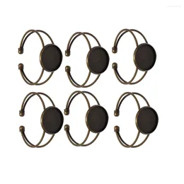 Charm Bracelets 6pcs Adjustable Blank Bangle Cuff Bangles Bracelet Bezel Settings For DIY Jewellery Making 18mm