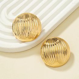 Stud Earrings Fashion Round Metal For Women Gold-plated Shell-shaped Retro Punk Elegent Female Jewellery