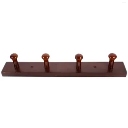 Hooks Heavy Duty Clothes Rack Entrance Solid Wood Coat Hanger Wall Mount Wooden Multifunctional
