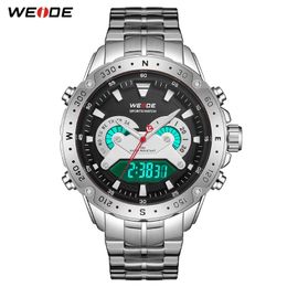 WEIDE Mens Model Analog Digital numeral Display Quartz metal band Belt Wristwatches Relogio Masculino Automatic Date Clock 2019201A