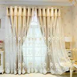 Curtain 1 Panel 132cm Width European Double Layer With Valance For Living Room Bedroom Embroidered Luxury