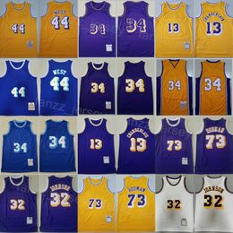 Throwback Basketball Retro Wilt Chamberlain Jerseys 13 Johnson 32 Jerry West 44 Dennis Rodman 73 Embroidery And Sewing Breathable Top Quality On Sale Vintage Man