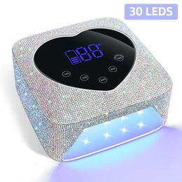 Rechargeable UV LED Nail Lamp 72W Cordless UV Light for Nails With Rhinestone Heart Shaped Manicure Pedicure Machine Nail Tools 240318