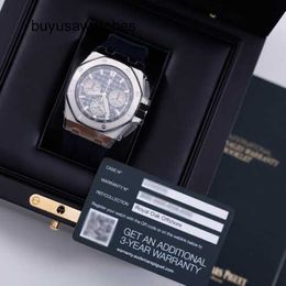 Minimalist Elegant AP Wrist Watch Royal Oak 26420TI Blue Disc Chronograph Men's Watch Titanium Metal Automatic Swiss Luxury Timepiece Date Display Diameter 43mm