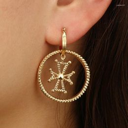 Stud Earrings European And American Fashion Spiral Round Cross Metal Pattern Alloy