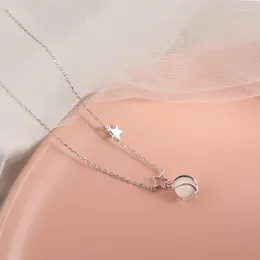 Pendant Necklaces Fashion Silver Colour Stars Opals Necklace For Cocktail Party Women Girls Clavicle Chain Wedding Jewellery Accessories