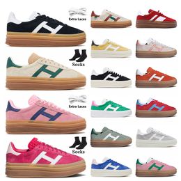 Wholesale Women Designer Casual Shoes Suede Upper Bold Platform Sneakers Black White Grey Cream Collegiate Green Wild Pink Glow Gum Flat Sports Trainers Size 36-40