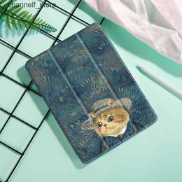 Tablet PC Cases Bags Cute Cat Case For iPad 9th/ 8th/ 7th Generation 10.2 inch CaseFor MiNi 4/5/6 Coverwith Pencil HolderAuto Wake/Sleep CoverY240321Y240321