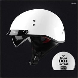 Motorcycle Helmets Black Vintage Helmet Open Face Dot Appd Half Retro Moto Casco Capacete Motociclistas Drop Delivery Automobiles Moto Otrj3