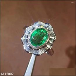 Cluster Rings Kjjeaxcmy Fine Jewellery Natural Emerald 925 Sterling Sier Adjustable Gemstone Women Ring Support Test Noble Classic Drop Ottop