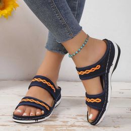 Slippers Womens Casual Outdoor Non-slip Beac 2023 Summer Fashion Orthopaedic Stretch Orthotic Sandals Breathable Platform Shoes H240322