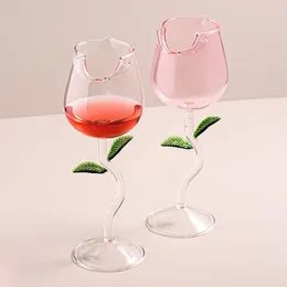 Wine Glasses 150ML-280ML White Goblet For Red Creative Cute Roses Atmosphere Sense Of Bordeaux High-value