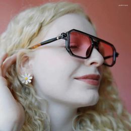 Sunglasses 2024 Leopard Mirror Leg Design Square Double Beam Pilot Sun Glasses Fashion Trend Personality Flat Female