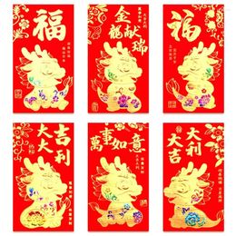 Gift Wrap 36Pcs Chinese Envelopes 2024 Year For Money Dragon R 6 Designs 6.5X3.5Inch