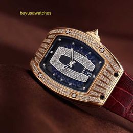 Nice Wristwatch RM Wrist Watch Collection RM007 Series Black Lip Full Diamond White Gold Full Sky Star Used 18k Rose G 8ZMM