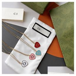 Pendant Necklaces Brand Jewelry Heart Design For Womens Gold Blue Necklace Fashion Logo Spring Gift Long Chain Love With Drop Delive Dh5Ft