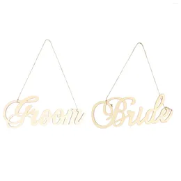 Party Decoration 2 Pcs Easter Listing Wooden Wedding Signs Bride Groom Ornament Engagement Signage Decorations For Ceremony Board Hangings