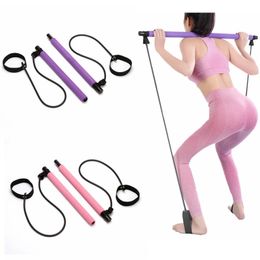Fitness Multi-functional Yoga Pull Rods Portable Gym Pilates Bar Resistance Band Trainer Pilates Bar Gym Stick Workout 240319