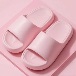 Slippers Unisex Thick Soled Anti-Skid Silent Bathroom Solid Color Home Eva Indoor Soft Shoes Couple Women Men Slides014PK7 H240322