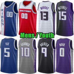 Custom Mens Youth Keegan Murray De'Aaron Fox Basketball Jersey Domantas Sabonis Sacramentos King Harrison Barnes Kevin Huerter Malik Monk Davion Mitchell Lyles