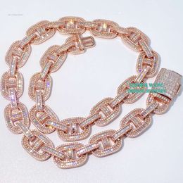 Wholesale 15Mm Mens Necklace Hip Hop 14K Gold Plated Cuban Link Diamond Moissanite Chain For Men