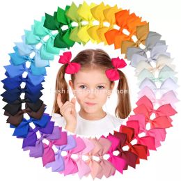 Baby Girls Bowknot Barrettes Clips Infant Toddler Cute Hairpins Grosgrain Ribbon Bows Hairgrips Children Solid Barrette Kids Hair Accessories