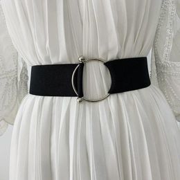 Belts For Women Black Simple Waist Seal Elastic Loose Ladies Band Round Buckle Decoration Coat Sweater Fashion Dress Belt