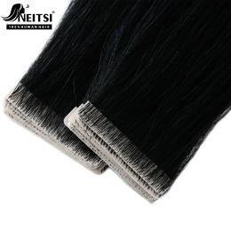 Extensions Neitsi Straight PU Skin Weft Invisible Tape In Remy Hair Extensions Natural Human Hair 12'' 16" 20" 24" Seamless Adhesives Tape