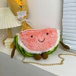 Waist Bags Foufurieux Plush Women's Bag Girls' Chain Messenger 2024 Funny Watermelon Crossbody For Women Harajuku