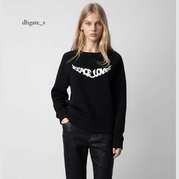 cosplay 24 Winter New French Niche Wing Print Classic Raglan Sleeves Black Round Neck Cotton Women's Sweater