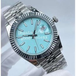 41mm Watches Men Watch Mens Automatic 2813 U1F Turquoise Blue Sier Rhodium Grey Wimbledon Jubilee Bracelet 126334 Crystal U1 Wristwatches
