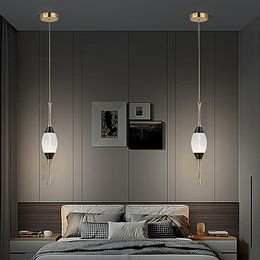 2024 New Master Bedroom Bedside Pendant Lamp Modern Simple Living Room Light Luxury Long Line Crystal Hanging Lighting Fixtures