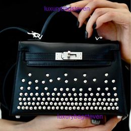 Hremms Kelyys High quality Designer shoulder bags online shop New Nail Home BOX Leather Versatile Daily Internet Celebrity Second with 1:1 real logo and box