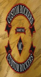 Custom Embroidered Rockers Ribbon Name MC Set Patch Vest Outlaw Biker MC Club Sew On Jacket back or leather coat4299748