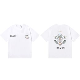 Rhude high-quality Designer Shirt for Men Short Sleeve Printing Tee Top Loose letter printed pure cotton leisure fashion YPOE