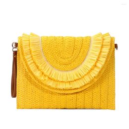 Shoulder Bags Female Tote Bag Vintage Straw Woven Wallet Casual Portable Soft Handmade Simple Solid Color Elegant For Weekend Vacation