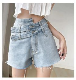 Women's Shorts Korean Style Blue Jeans Women Summer Baggy Wide Leg Denim Half Pants Fashion Streetwear Y2k Clothing