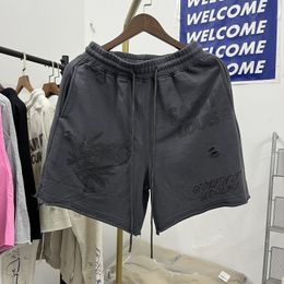 Echte Bilder Waschen Baumwolle Shorts Männer Frauen Hohe Qualität Taschen Casual Drucken Reithose 2024ss