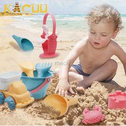 Sand Play Water Fun Summer Baby Beach Toys Water Game Soft Silicone Sandbox Set Kit Sea Sand Moulds Bucket Mesh Bag Tool Outdoor Play Toys For Kids 240321