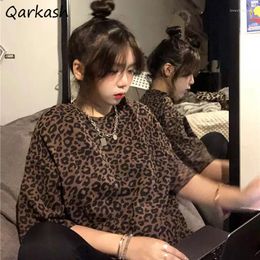 Women's T Shirts Leopard T-shirt Women Loose Harajuku Vintage Design Cool Stylish Couple Summer All-match Unisex Casual Chic Tops Street