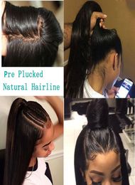 Human Hair Full Lace Wigs Pre Plucked Natural Hairline With Baby Hair Straight Brazilian Remy Hair Wigs Bleached Knots5112203